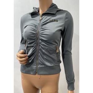 BCBG Maxazria Full Zip Hoodie Grey Womens Size X Small